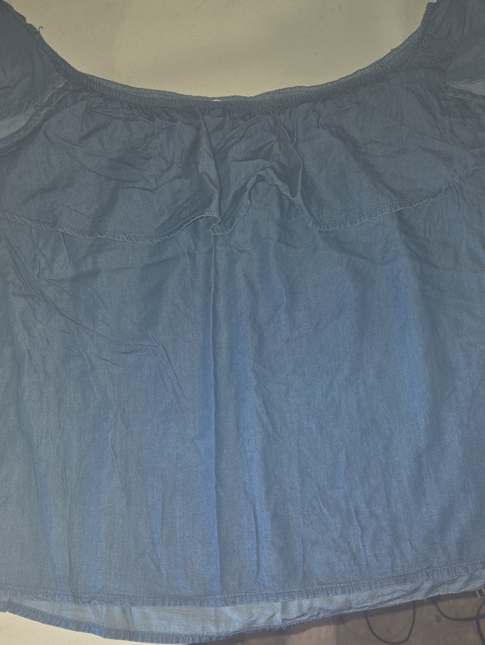 Altar'd State Indigo Off-Shoulder Ruffle Top